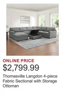 Costco Thomasville Langdon 4-piece Fabric Sectional with Storage Ottoman offer