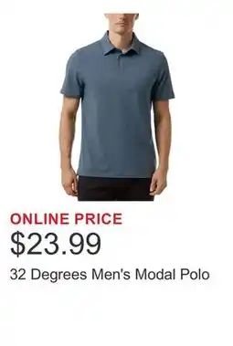 Costco 32 Degrees Men's Modal Polo offer