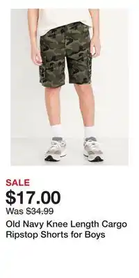 Old Navy Old Navy Knee Length Cargo Ripstop Shorts for Boys offer