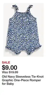 Old Navy Old Navy Sleeveless Tie-Knot Graphic One-Piece Romper for Baby offer