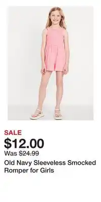 Old Navy Old Navy Sleeveless Smocked Romper for Girls offer