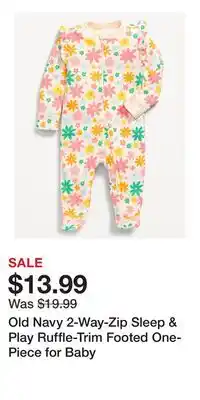 Old Navy Old Navy 2-Way-Zip Sleep & Play Ruffle-Trim Footed One-Piece for Baby offer