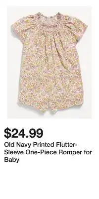 Old Navy Old Navy Printed Flutter-Sleeve One-Piece Romper for Baby offer