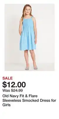Old Navy Old Navy Fit & Flare Sleeveless Smocked Dress for Girls offer
