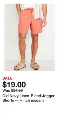 Old Navy Old Navy Linen-Blend Jogger Shorts -- 7-inch inseam offer