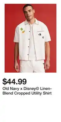 Old Navy Old Navy x Disney Linen-Blend Cropped Utility Shirt offer