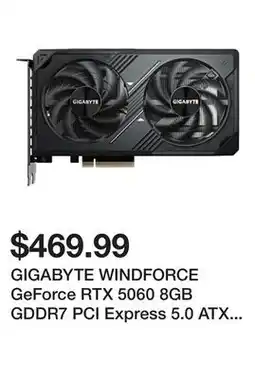 Newegg GIGABYTE WINDFORCE GeForce RTX 5060 8GB GDDR7 PCI Express 5.0 ATX Graphics Card GV-N5060WF2OC-8GD offer