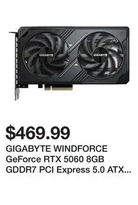 Newegg GIGABYTE WINDFORCE GeForce RTX 5060 8GB GDDR7 PCI Express 5.0 ATX Graphics Card GV-N5060WF2OC-8GD offer