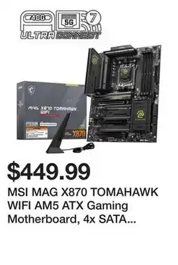 Newegg MSI MAG X870 TOMAHAWK WIFI AM5 ATX Gaming Motherboard, 4x SATA 6Gb/s, AMD Wi-Fi 7,USB 4.0 offer