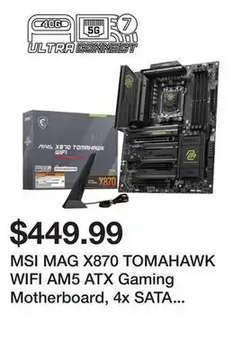 Newegg MSI MAG X870 TOMAHAWK WIFI AM5 ATX Gaming Motherboard, 4x SATA 6Gb/s, AMD Wi-Fi 7,USB 4.0 offer