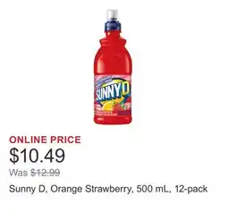 Costco Sunny D, Orange Strawberry, 500 mL, 12-pack offer