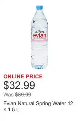 Costco Evian Natural Spring Water 12 × 1.5 L offer