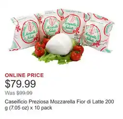 Costco Caseificio Preziosa Mozzarella Fior di Latte 200 g (7.05 oz) x 10 pack offer