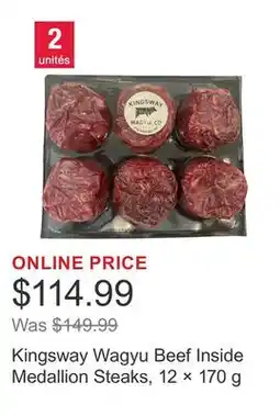 Costco Kingsway Wagyu Beef Inside Medallion Steaks, 12 × 170 g offer