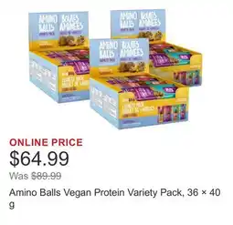 Costco Amino Balls Vegan Protein Variety Pack, 36 × 40 g offer