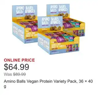 Costco Amino Balls Vegan Protein Variety Pack, 36 × 40 g offer