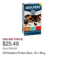 Costco Clif Builders Protein Bars, 18 × 68 g offer