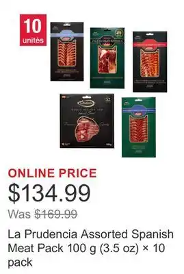 Costco La Prudencia Assorted Spanish Meat Pack 100 g (3.5 oz) × 10 pack offer