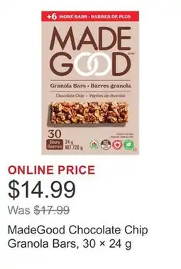 Costco MadeGood Chocolate Chip Granola Bars, 30 × 24 g offer