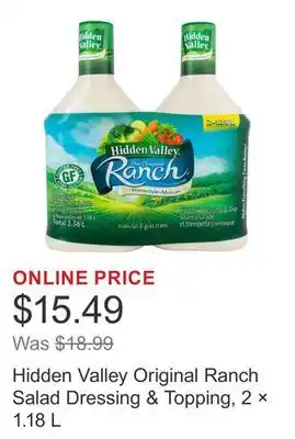 Costco Hidden Valley Original Ranch Salad Dressing & Topping, 2 × 1.18 L offer