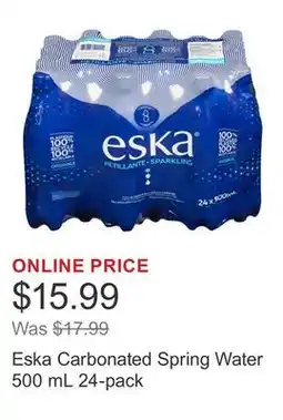 Costco Eska Carbonated Spring Water 500 mL 24-pack offer