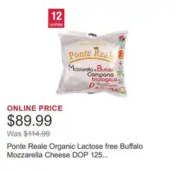 Costco Ponte Reale Organic Lactose free Buffalo Mozzarella Cheese DOP 125 g (4.4 oz) × 12 pack offer