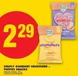 No Frills Simply gourmet crunchers or puffies snacks offer