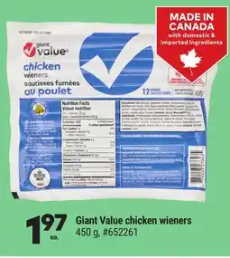 Giant Tiger Giant Value chicken wieners offer
