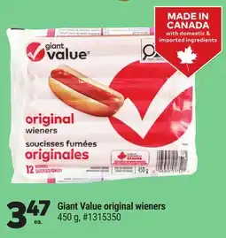 Giant Tiger Giant Value Original Wieners offer