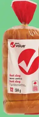 Giant Tiger Giant Value hot dog buns offer
