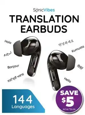 Showcase SonicVibes Real-Time Translation Earbuds offer