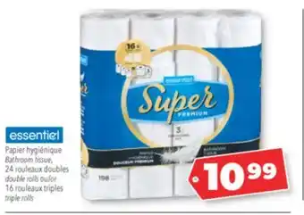 Familiprix ESSENTIEL Bathroom tissue, 24 double rolls or 16 triple rolls offer
