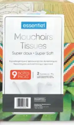 Familiprix ESSENTIEL, Tissues, 9 packs or Ultra, Paper towels, 6 rolls offer