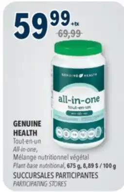 Familiprix GENUINE HEALTH All-in-one Plant-base nutritional, 675 g offer