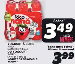IGA IÖGO NANÖ YOGURT OR DRINKABLE YOGURT offer