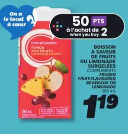 IGA COMPLIMENTS FROZEN FRUIT-FLAVOURED BEVERAGE OR LEMONADE offer