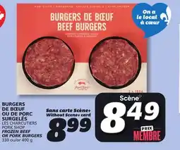 IGA LES CHARCUTIERS PORK SHOP FROZEN BEEF OR PORK BURGERS offer