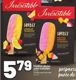 Metro FRIANDISES GLACÉES SORBET IRRÉSISTIBLE | IRRÉSISTIBLE SORBET FROZEN TREATS offer