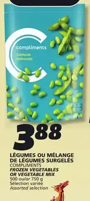 IGA COMPLIMENTS FROZEN VEGETABLES OR VEGETABLE MIX offer