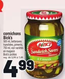 Metro CORNICHONS BICK'S | BICK'S PICKLES offer