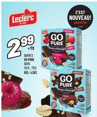 Metro BARRES GO PURE | GO PURE BARS offer