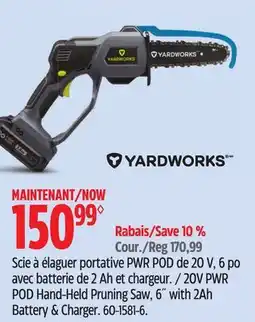 Canadian Tire Yardworks 20V PWR POD Hand-held Pruning Saw offer