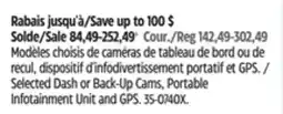 Canadian Tire Selected Dash or Back-Up Cams, Portable Infotainment Unit and GPS offer