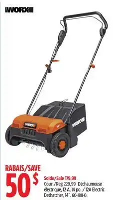 Canadian Tire WORX 12A Electric Dethatcher offer