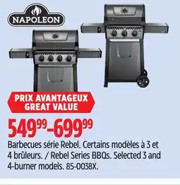 Canadian Tire Napoleon Rebel Series BBQs Selected 4-burner model offer