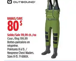 Canadian Tire OUTBOUND Neoprene Chest Waders. Sizes 8-13 offer