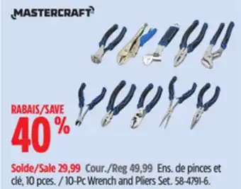 Canadian Tire Mastercraft 10-Pc Wrench and Pliers Set offer