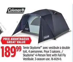 Canadian Tire Coleman Skydome 4-Person Tent with Full Fly Vestibule offer