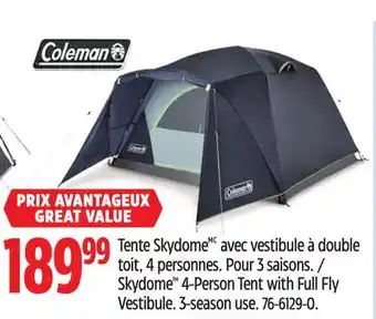 Canadian Tire Coleman Skydome 4-Person Tent with Full Fly Vestibule offer