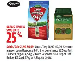 Canadian Tire Scotts Lawn Response 9-1-1, 8kg or Turf Builder EZ Seed, 1.7kg or 4.5kg offer
